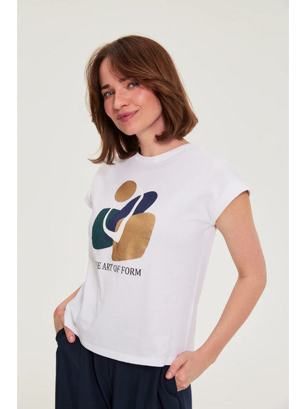 Moodo Baumwollbluse mit Print weiß Moodo