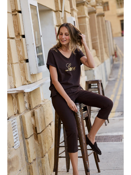 Moodo Bluse mit Druck braun Moodo