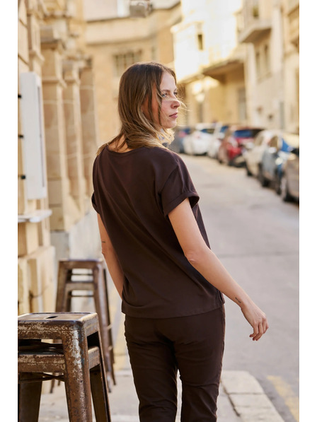 Moodo Bluse mit Druck braun Moodo