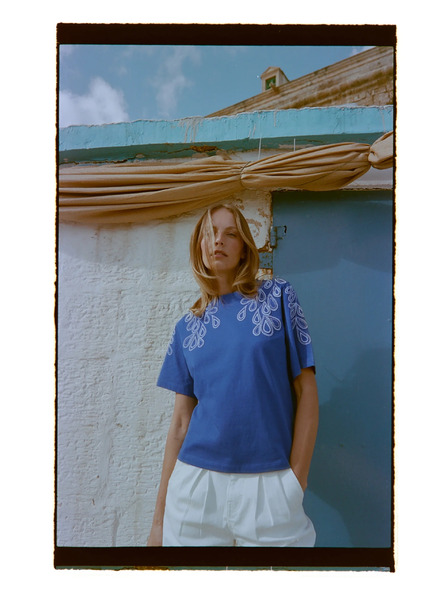 Moodo Baumwoll-T-Shirt blau Moodo