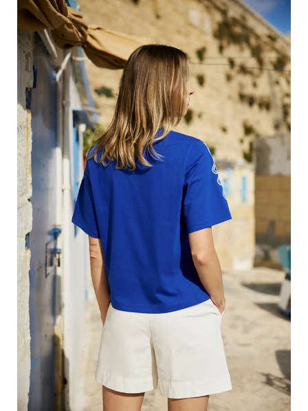 Moodo Baumwoll-T-Shirt blau Moodo