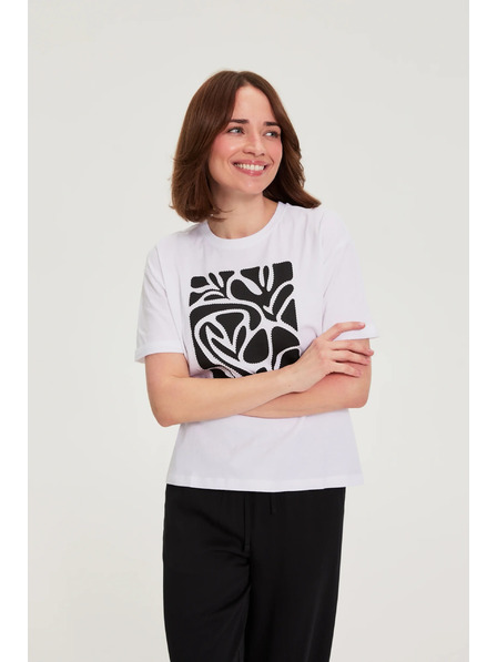 Moodo Bluse mit Druck weiß Moodo