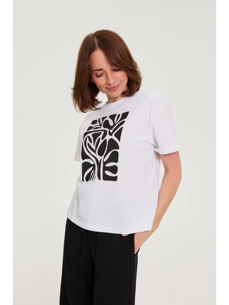 Moodo Bluse mit Druck weiß Moodo