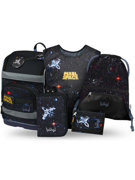 BAAGL  BAAGL SET 5 Zippy Plus Pixel Space: Aktentasche, Federmäppchen, Beutel, Schürze, Geldbörse