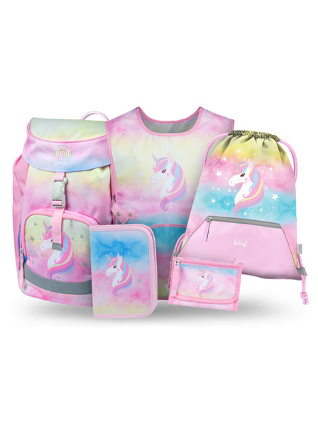 BAAGL  BAAGL SET 5 Airy Rainbow Unicorn: Rucksack, Federmäppchen, Beutel, Schürze, Geldbörse