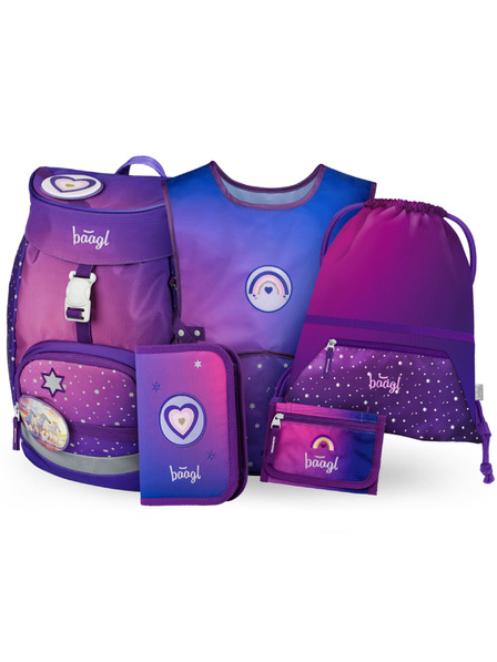 BAAGL  BAAGL SET 5 Airy Pferde Herz: Rucksack, Federmäppchen, Beutel, Schürze, Geldbörse