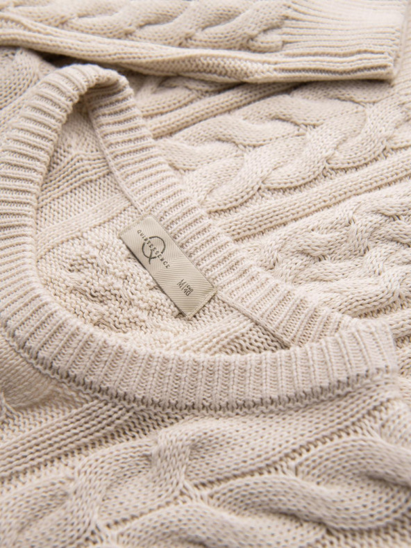 Ombre Clothing Eleganter Herrenpullover mit interessantem Muster - Creme V1 OM-SWSW-0173 Ombre Clothing