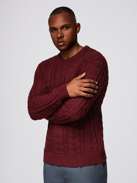 Ombre Clothing Eleganter Herrenpullover mit interessantem Muster - Bordeaux V6 OM-SWSW-0173 Ombre Clothing