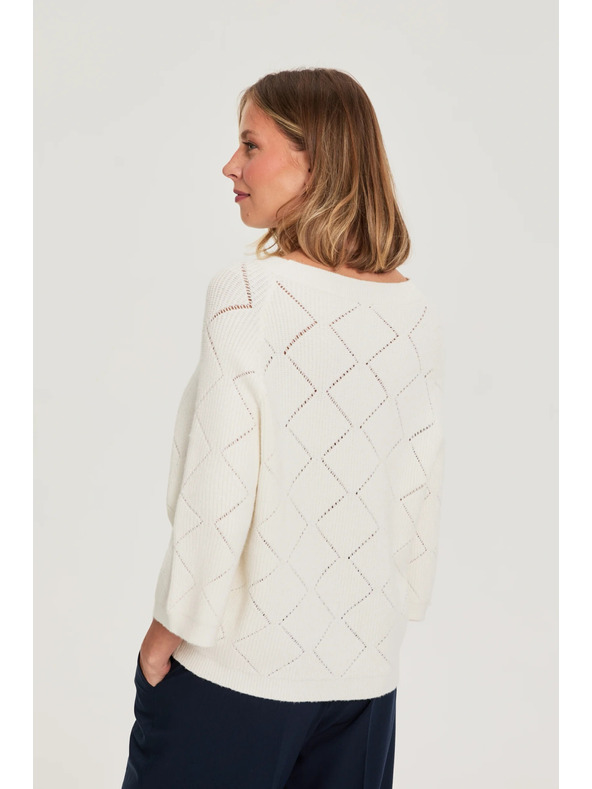 Moodo Beiger Pullover mit Perlen verziert Moodo