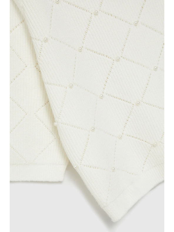 Moodo Beiger Pullover mit Perlen verziert Moodo