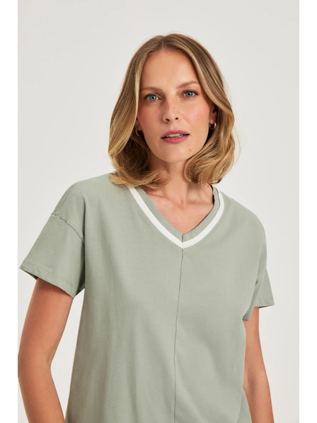 Moodo Olivgrüne V-Ausschnitt Bluse Moodo