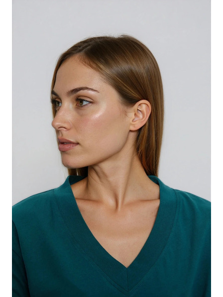 Moodo Baumwoll-T-Shirt mit V-Ausschnitt grün Moodo