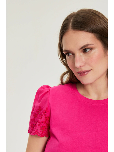 Moodo Glattes T-Shirt fuchsia Moodo