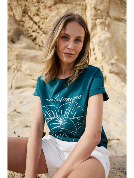 Moodo Baumwoll-T-Shirt mit Druck grün Moodo