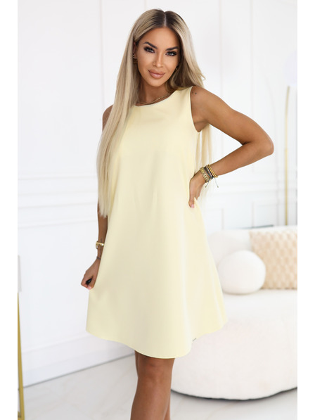 numoco VICTORIA Trapezkleid ärmellos mit Gürtel - Buttergelb