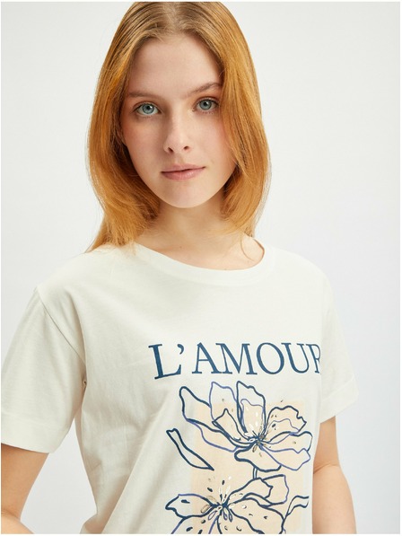 Orsay Cremefarbenes Damen-T-Shirt ORSAY