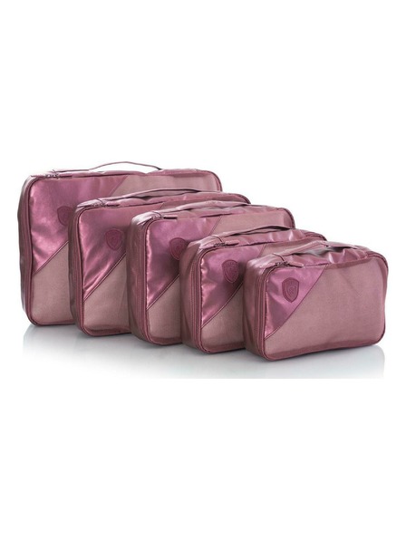 Heys Set of Five Travel Packing Cubes in Dark Pink Heys Metallic Packing Cube 5pc