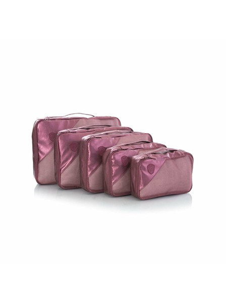 Heys Set of Five Travel Packing Cubes in Dark Pink Heys Metallic Packing Cube 5pc