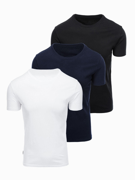 Ombre Clothing Herren-Baumwoll-T-Shirts BASIC mit Rundhalsausschnitt - schwarz/weiß/blau V1 OM-TSBS-0268 Ombre Clothing