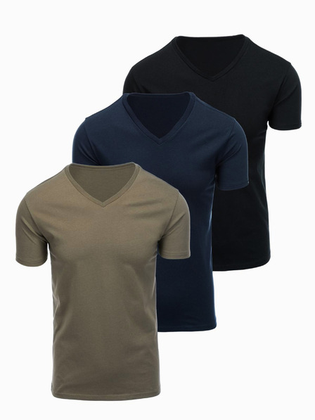 Ombre Clothing Herren-Baumwoll-T-Shirt BASIC mit V-Ausschnitt - schwarz/marineblau/dunkel olivgrün V7 OM-TSBS-0281 Ombre Clothing