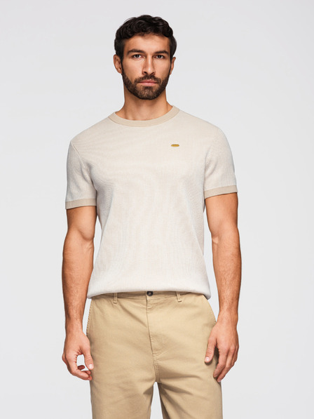 Ombre Clothing Herren-Strukturiertes Hemd aus Baumwollstrick - weiß V1 OM-TSCT-0265 Ombre Clothing