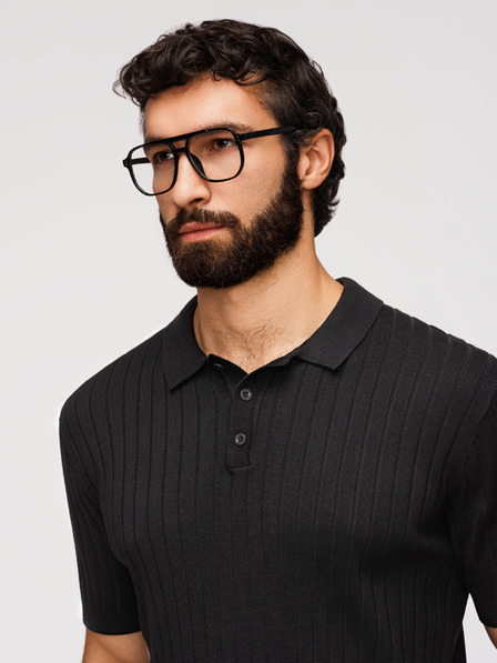 Ombre Clothing Herren-Poloshirt SLIM FIT aus Viskose mit vertikalen Streifen - schwarz V1 OM-POSS-0169 Ombre Clothing