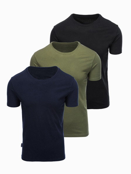 Ombre Clothing Herren-Baumwoll-T-Shirts BASIC mit Rundhalsausschnitt - schwarz/grün/khaki V3 OM-TSBS-0268 Ombre Clothing