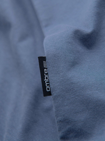 Ombre Clothing Herren Baumwoll-T-Shirt BASIC mit Rundhalsausschnitt - Weiß/Graphit/Blau Denim V8 OM-TSBS-0268 Ombre Clothing