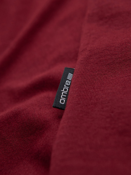 Ombre Clothing Herren Baumwoll-T-Shirts BASIC mit V-Ausschnitt - Weiß/Blau/Karminrot V13 OM-TSBS-0281 Ombre Clothing