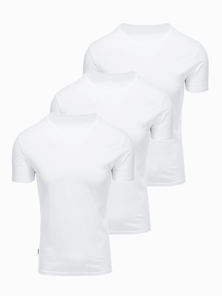 Ombre Clothing Herren Baumwoll-T-Shirt BASIC mit Rundhalsausschnitt - 3x Weiß V11 OM-TSBS-0268 (3x WEISS) Ombre Clothing