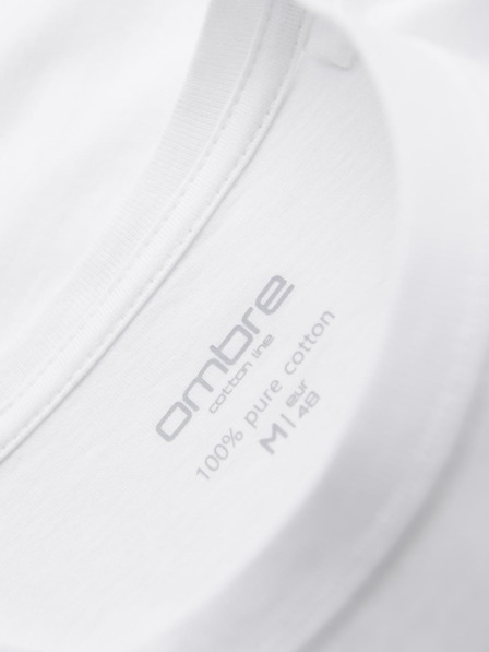 Ombre Clothing Herren Baumwoll-Hemd-Set BASIC mit Rundhalsausschnitt - Graugrün/Weiß/Beige V14 OM-TSBS-0268 Ombre Clothing