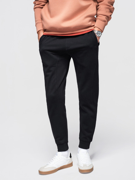 Ombre Clothing Herren Jogginghose BASIC mit geripptem Bein - schwarz V5 OM-PABS-0305 Ombre Clothing