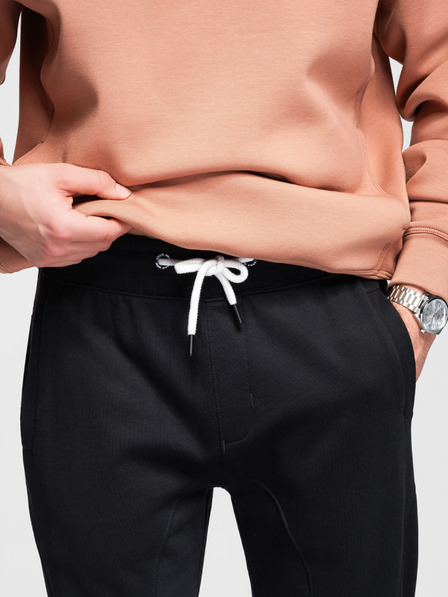 Ombre Clothing Herren Jogginghose BASIC mit geripptem Bein - schwarz V5 OM-PABS-0305 Ombre Clothing