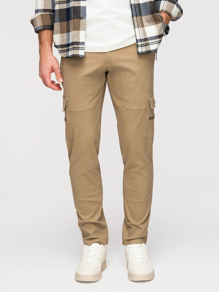 Ombre Clothing Herren Hose mit geraden Beinen und Reißverschlusstaschen - khaki V3 P1517 Ombre Clothing