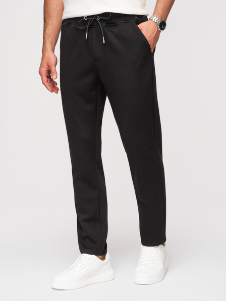 Ombre Clothing Herren Jogginghose mit geraden Beinen aus glatter Strickware - schwarz V1 OM-PSBC-0221 Ombre Clothing