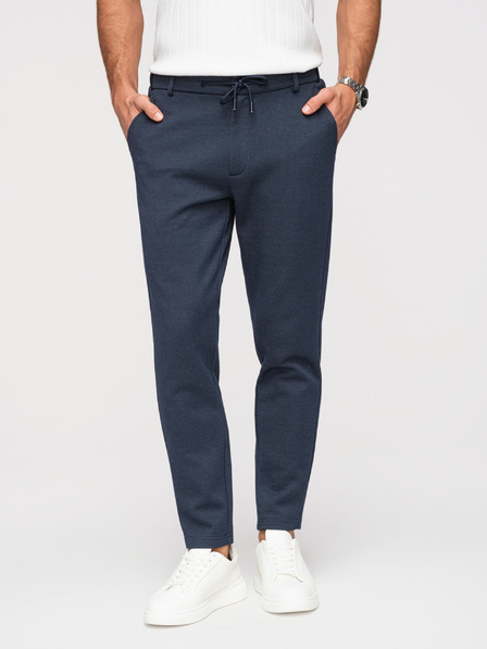 Ombre Clothing Herren Casual Hose CARROT FIT aus Jacquard Strickware - dunkelblau V1 OM-PACP-0292 Ombre Clothing