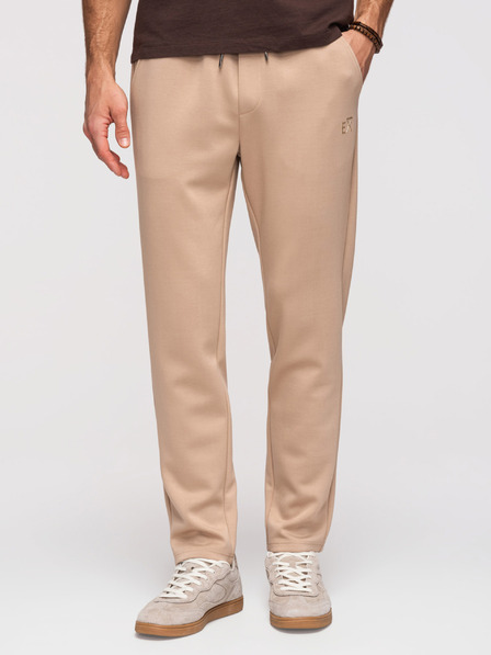 Ombre Clothing Herren Jogginghose mit geraden Beinen aus glatter Strickware - beige V3 OM-PSBC-0221 Ombre Clothing