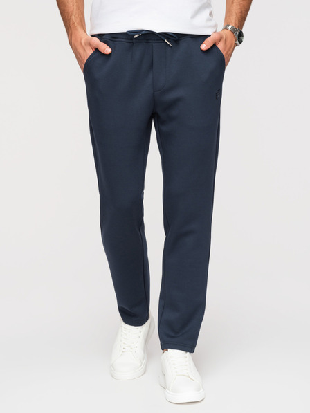 Ombre Clothing Herren Jogginghose mit geraden Beinen aus glatter Strickware - dunkelblau V4 OM-PSBC-0221 Ombre Clothing