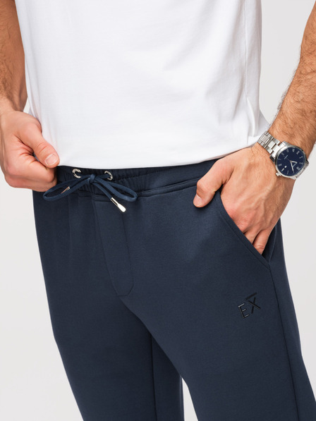 Ombre Clothing Herren Jogginghose mit geraden Beinen aus glatter Strickware - dunkelblau V4 OM-PSBC-0221 Ombre Clothing