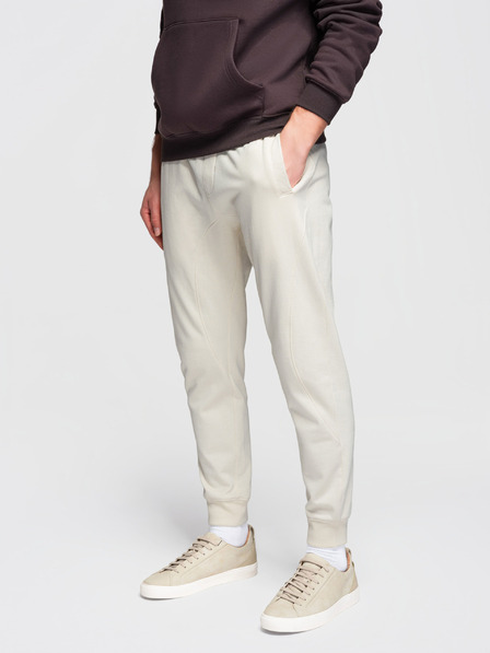 Ombre Clothing Herren Jogginghose BASIC mit geripptem Bein - creme V11 OM-PABS-0305 Ombre Clothing