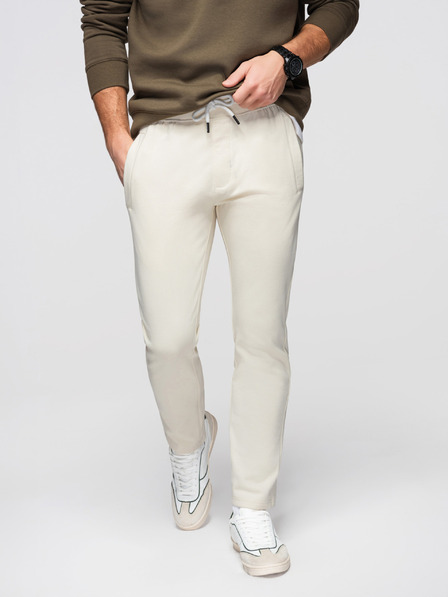 Ombre Clothing Herren Baumwoll Jogginghose BASIC mit ungefüttertem Bein - creme V11 OM-PABS-0304 Ombre Clothing