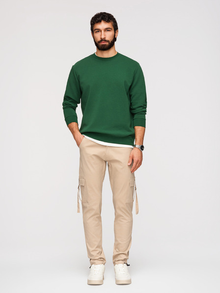 Ombre Clothing Herren Cargo Hose mit geraden Beinen und geripptem Saum - sand V2 P1516 Ombre Clothing