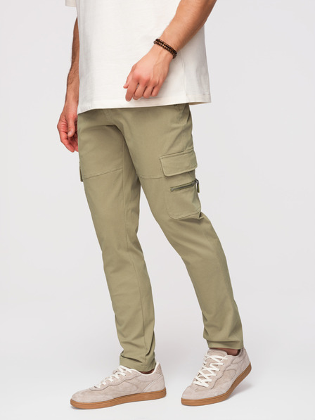 Ombre Clothing Herren-Cargo-Hose mit geraden Beinen und Reißverschlusstasche - olivfarben V2 P1517 Ombre Clothing
