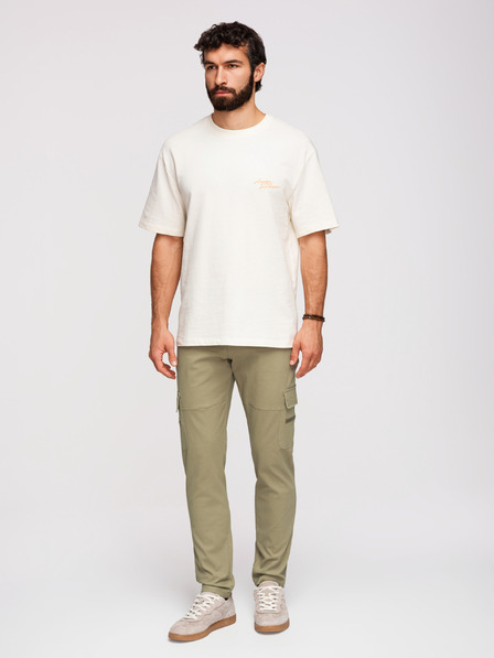 Ombre Clothing Herren-Cargo-Hose mit geraden Beinen und Reißverschlusstasche - olivfarben V2 P1517 Ombre Clothing