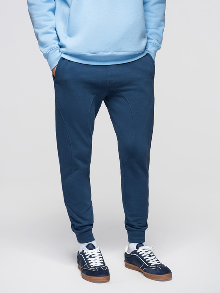 Ombre Clothing Herren-Jogginghose BASIC mit geripptem Bein - dunkelblau V4 OM-PABS-0305 Ombre Clothing