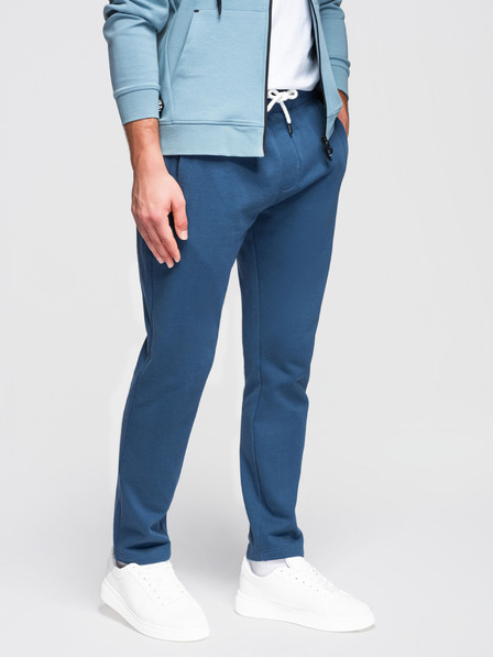 Ombre Clothing Herren-Baumwoll-Trainingshose BASIC ohne Futter - dunkelblau V4 OM-PABS-0304 Ombre Clothing