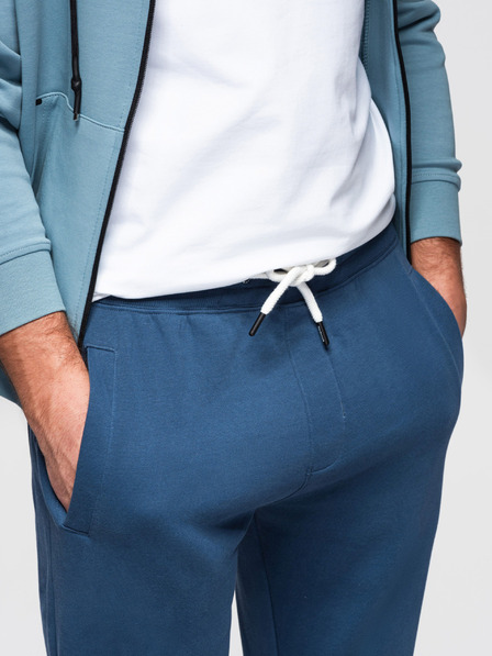 Ombre Clothing Herren-Baumwoll-Trainingshose BASIC ohne Futter - dunkelblau V4 OM-PABS-0304 Ombre Clothing