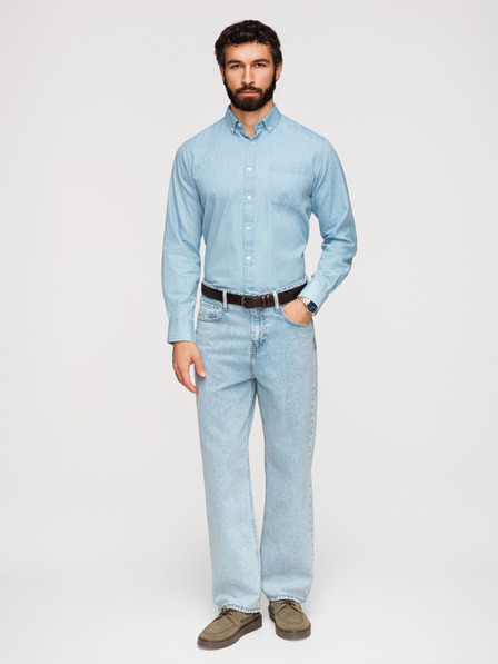 Ombre Clothing Herren-Baumwoll-Hemd aus feinem Denim mit Muster - hellblau V1 K702 Ombre Clothing