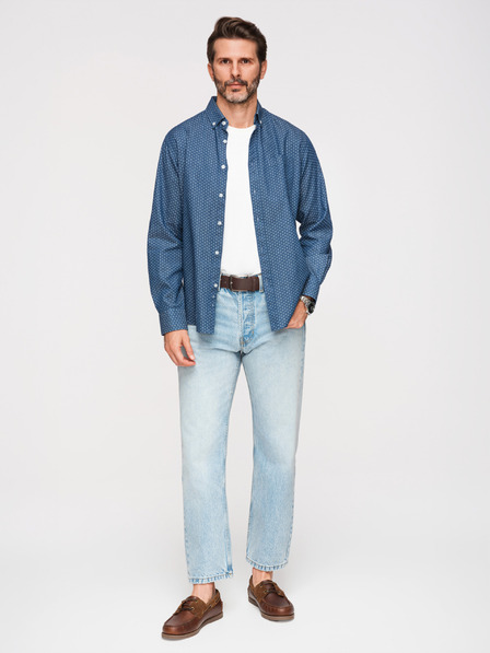 Ombre Clothing Herren-Baumwoll-Hemd mit feinem Denim-Muster - blau V2 K702 Ombre Clothing