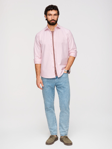 Ombre Clothing Herren-Baumwoll-Oxford-Hemd in Pastellfarbe - hellrosa V1 K705 Ombre Clothing